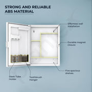 Plantex Bathroom Cabinet with Mirror/ABS Bathroom Storage Cabinet/Mirror Cabinet for Wall/Mirror with Storage for Bathroom - 18x14 Inch (CAB-117, White)