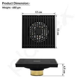 Plantex Solid Brass Floor Drainer for Bathroom/Shower Drain Cover/Floor Trap/Jali for Bathroom/Kitchen with Anti Foul Cockroach Trap - (Black, 5 x 5 Inch)