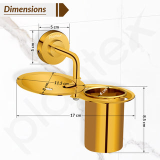 Plantex Daizy Gold Toothbrush/Paste and Tumbler Holder for Bathroom and Wash Basin (304 Stainless Steel)