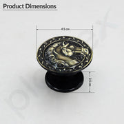 Plantex Horse Face Brass-Antique Cabinet Round Drawer Pulls and Knobs Handle - Pack of 6 Pieces
