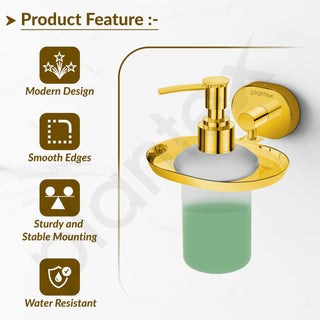 Plantex J4 Stainless Steel Liquid Soap Dispenser/Shampoo Dispenser for Wash Basin/Hand Wash Dispenser Wall Mounted/Bathroom Accessories (PVD Gold Finish) Onix