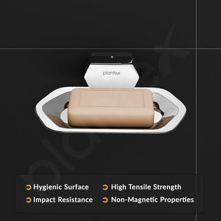 Plantex Soap Holder for Bathroom/304 Grade Stainless Steel Soap Dish/Soap Case/Soap Stand/Bathroom Accessories - Pack of 1 (Delta, 2801, Chrome)