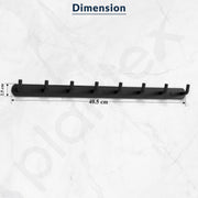 Plantex Wall Hooks for Hanging Cloth/Stainless Steel Towel Hangers/Bathroom Robe Hooks/Door Hangers/Wall Hook Rack/Hook Rail for Hanging Keys - 8 Hooks (Pack of 2, Black)