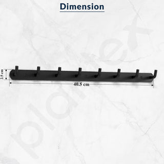 Plantex Wall Hooks for Hanging Cloth/Stainless Steel Towel Hangers/Bathroom Robe Hooks/Door Hangers/Wall Hook Rack/Hook Rail for Hanging Keys - 8 Hooks (Pack of 1, Black)