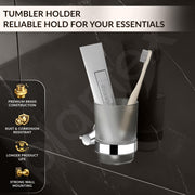 Plantex Tumbler Holder For Bathroom/Pure Brass Toothbrush Holder/Toothpaste/Razor Holder/ Bathroom Accessories - Pack of 1 (APS-EFL-03, Chrome)