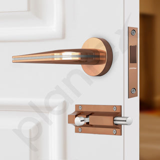 Plantex Heavy Duty Door Lock – Bathroom Door Lock/Mortise Keyless Handle Set for Home/Bathroom/Store Room/Balcony/Office with Baby Latch – (7077 – Satin Black & PVD Choco)