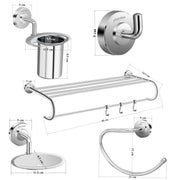 Plantex 304 Grade Stainless Steel Bathroom Accessories Set of 5 - Towel Stand/Napking Holder/Soap Holder/Toothbrush Hanger/Robe Hanger - Daizy (Chrome)