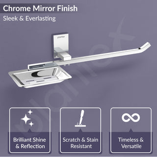Plantex 304 Grade Stainless Steel Soap Dish/Soap Stand/Napkin Ring/Holder/Towel Hanger for Bathroom/Bathroom Accessories - Crystal (Chrome)
