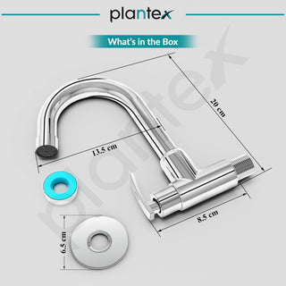 Plantex Pure Brass Kitchen Sink Tap with 360° Extended Swivel Spout with Water Saving Aerator/Sink Tap for Kitchen Basin with Brass Wall Flange-7 Year Warranty by Plantex (COL-1010- Chrome)