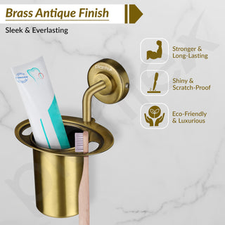 Plantex 304 Grade Stainless Steel Tumbler Holder/Tooth Brush Holder/Bathroom Accessories - Daizy (Antique)