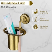 Plantex 304 Grade Stainless Steel Tumbler Holder/Tooth Brush Holder/Bathroom Accessories - Daizy (Antique)