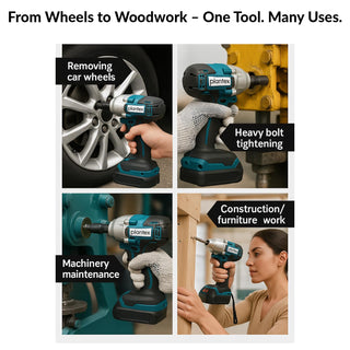 Plantex Cordless Impact Wrench with battery & charger/Brushless Motor/350 Nm Tourq/1/2 Square Head - (Blue & Black)