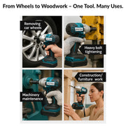 Plantex Cordless Impact Wrench with battery & charger/Brushless Motor/350 Nm Tourq/1/2 Square Head - (Blue & Black)
