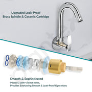 Plantex Kitchen Taps for Home Sink with Water Saving Aerator for Kitchen Tap/360Ãƒâ€šÃ‚Â° Swivel Spout Kitchen Sink Tap with Brass Wall Flange -(ZUR-1507-Chrome)