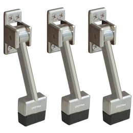 Plantex Door Stopper - 5 Inch Long Gate Stopper for Wooden Doors - Set of 3 (Silver Matt)