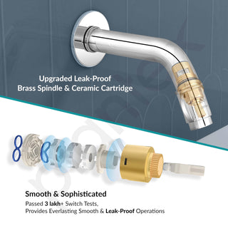 Plantex Pure Brass MAG-1201 Mouth-Flow Swan Neck Bib Cock Water Tap with Teflon Tape & Brass Wall Flange with Bib Tap with Water Saving Nozzle 7-Year Warranty (Mirror Chrome)