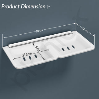 Plantex Stainless Steel Rails Double Soap Holder for Bathroom and Kitchen/Soap Stand/Bathroom Accessories for Home (11 Inch, Acrylic, White)