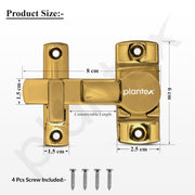 Plantex 180 Degree Door Latch/Flip Latch Lock for Door/Chitkani/Lock Latch for Main Door/Baby Latch for Bathroom/Bedroom/Balcony/Door Stopper - Pack of 3 (Gold)