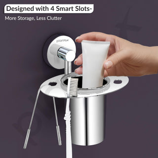 Plantex Tumbler Holder for Bathroom/Stainless Steel Tooth Brush Holder/Toothpaste Holder - Pack of 1 (Chrome)