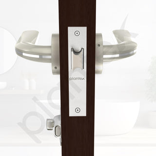 Plantex Heavy Duty Door Lock – Bathroom Door Lock/Mortise Keyless Handle Set for Home/Bathroom/Store Room/Balcony/Office with Baby Latch – (7077 – Satin White & Chrome Finish)
