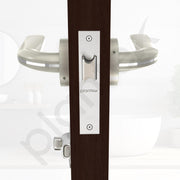Plantex Heavy Duty Door Lock – Bathroom Door Lock/Mortise Keyless Handle Set for Home/Bathroom/Store Room/Balcony/Office with Baby Latch – (7077 – Satin White & Chrome Finish)
