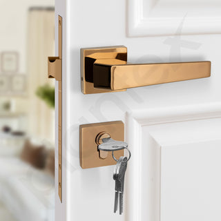 Plantex Premium Main Door Lock With 3 Years Warranty - Mortise Lock Set for Home (PT-004- Rose Gold)