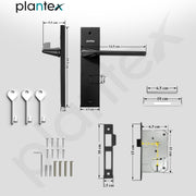 Plantex Heavy-Duty Door Lock Set - Main Door Lock Handle Set/ 6-Lever Lock Mechanism with 3 Years of Warranty/Mortise Lock with 3 Keys, Brass Lockbody (Z-Black)