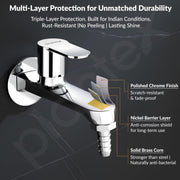 Plantex Pure Brass Nozzle Bib Cock Faucet/Pipe Fitting Taps/Wall Mount Tap for  Washing Machine and Garden Pipes with Teflon Tape & Wall Flange - 7 Year Manufacturer's Warranty(APS-2604)