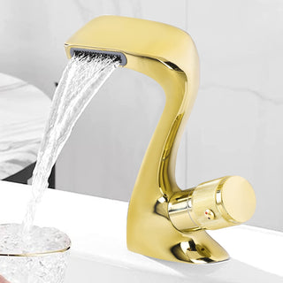 Plantex Designer Pure Brass Single Knob High Neck Hot & Cold Wash Basin Mixer/Kitchen Sink Tap (Gold)