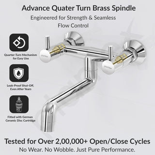 Plantex Pure Brass ICO-916 Non Telephonic Wall Mixer with Water Saving Technology Tap/Mixer Tap for Bathroom with Brass Wall Flange and Teflon Tape-7 Year Warranty (Mirror Chrome)