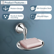Plantex 304 Grade Stainless Steel Soap Dish/Soap Stand/Soap Tray/Soap Holder for Bathroom Accessories - Niko (Chrome)