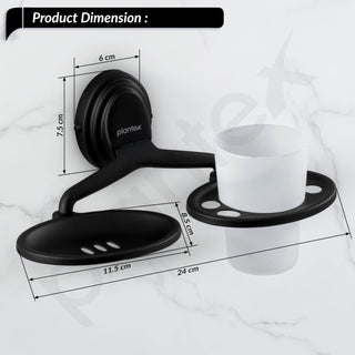 Plantex 304 Grade Stainless Steel Bathroom Soap Holder and Brush Stand for Wash Basin Bathroom Accessories - Cubic (Black)