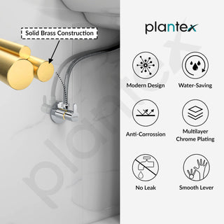 Plantex Pure Brass FLO-805 Angle Valve for Bathroom with Brass Wall Flange & Teflon Tape/Angular Stop Cock for Wash basin/Health Faucet- [Pack of 4 -Chrome]