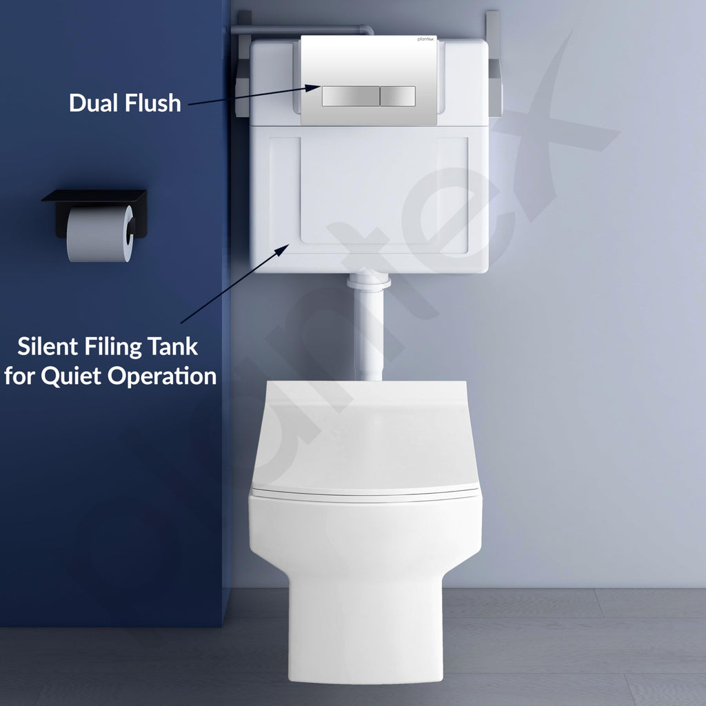 Plantex Ceramic Commode with Conceal Flush Tank/Wall Hung Commode with ...