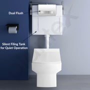 Plantex Ceramic Commode with Conceal Flush Tank/Wall Hung Commode with Dual Flush Tank/Tank with all internal accessories/Square Toilet with Soft Closing Toilet Seat â€“ (White)