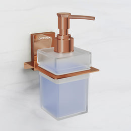 Plantex 304 Grade Stainless Steel Liquid Soap Dispenser for Bathroom/Frosted Glass Liquid Shampoo Dispenser/Hand wash Dispenser/Bathroom Accessories - Pack of 1 (Crystal, PVD Rose Gold)