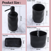 Plantex Resin Bathroom Accessories Set/Soap Holder for Bathroom/Toothbrush Holder/Tumbler Holder/Liquid Soap Dispenser - 4 Piece(Black)