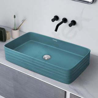 Plantex Ceramic Designer Washbasin for Bathroom/Countertop Bathroom Basin/Rectangle Tabletop Wash Basin for Restaurant/Hotel (Harmony Blue - 26 x 15 x 5 Inch)