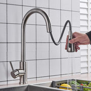Plantex Designer 304 Stainless Steel Kitchen Faucet with 360° Swivel Spout/Single Handle Pull Out Kitchen Faucet-(Matt)