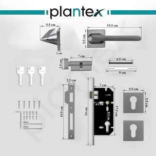 Plantex Main Door Lock/Mortise Lock for Door with 3 Years of Warranty - Robust Door Lock for Home with Brass Lock Body & Cylinder (Satin Black & Matt Finish)
