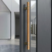 Plantex 18 Inch Main Door Handle/Stainless Steel & Wooden Door Handle/Pull-Push Handle for Door/Office & Hotel - Pack of 1 (DTMD-428, Brass Antique & Wood)