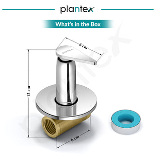 Plantex Concealed Stop Cock/Pure Brass Concealed Stop Valve Tap For Bathroom With Teflon Tape & Brass Adjustable Wall Flange – 15mm (LEA-706, Mirror-Chrome Finish)