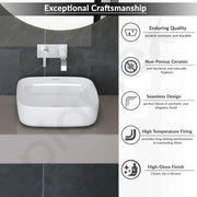 Plantex Platinum Ceramic Rim Wall Mount Commode with Wash Basin for Bathroom/P Trap Washdown Flush Commode with Toilet Seat Cover/Tabletop Basin - White (Combo)
