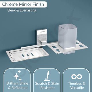 Plantex Iris 304 Grade Stainless Steel 2in1 Soap Holder with Tumbler Holder/Bathroom Accessories