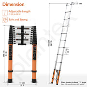 Plantex 14.5 feet (4.4m) Telescopic Ladder/Durable Steps/Collapsible Ladder for Home or Outdoor Work/Aluminium Telescopic Ladder - (Orange)