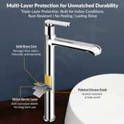 Plantex Pure Brass High Neck Pillar Cocke for Basin with Teflon Tape/Tap for Wash Basin with 7 Year Warranty - (3521, Chrome)