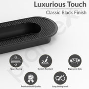 Plantex Sliding Door Handle/Concealed Handle for Sliding Door/160mm Concealed Handle for Wardrobe/Kitchen Cabinet - Pack of 4 (Black)