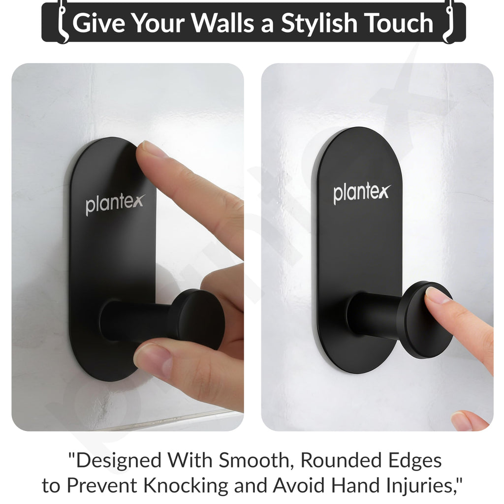 Plantex Wall Hanging Hook/Bath Towel Hook/Self Adhesive Oval Robe Hooks ...