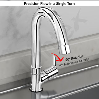 Plantex Kitchen Sink Tap with Water Saving Aerator/Sink Tap for Kitchen Basin with 360° Swivel Spout/Bathroom Accessories - (Rio, Chrome)