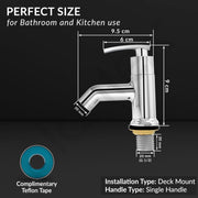 Plantex Pure Brass Pillar Tap for Wash Basin with Water Saving Aerator/Tabletop Basin Tap/7 Year Warranty (COL-1003-Mirror Chrome)